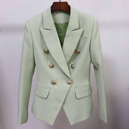 Women Coats Pistachio Green Jacket Long Sleeves Blazer Breasted Coat