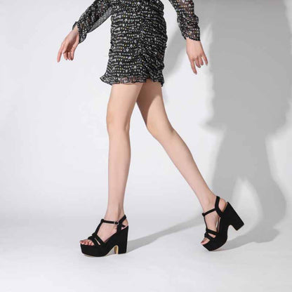 Women's Shoes Platform Heels Sandals Suede Wedge Chunky Heels