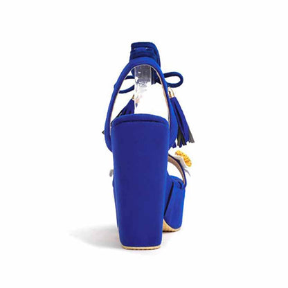 Women's Shoes Platform Heels Sandals Suede Flower Block Heels