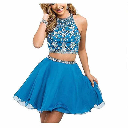 Women's 2 Piece Prom Dresses Short Homecoming Party Cocktail Gown Tulle Gala Dress