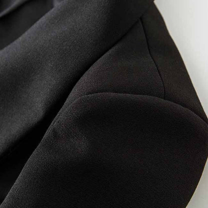 Women's Black Luxury Fitted Double Breasted Blazer with Lion Buttons - SLIM FIT