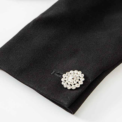 Women's Black Luxury Fitted Double Breasted Blazer with Lion Buttons - SLIM FIT