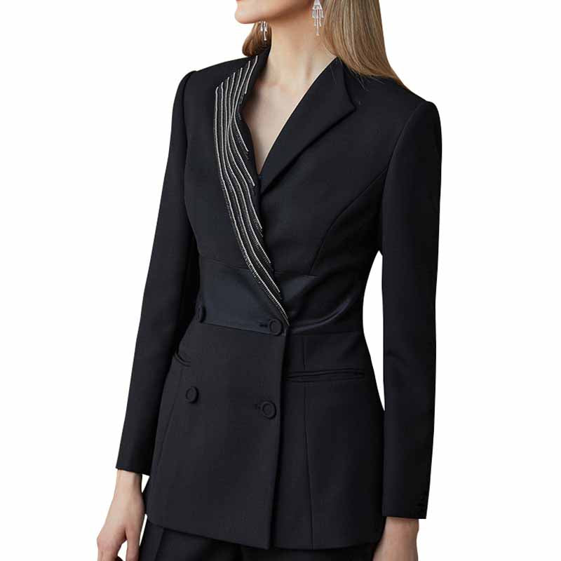 Womens Blazer Jacket Fitted Black Work Office Blazer