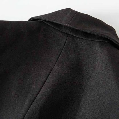 Women's Black Luxury Fitted Double Breasted Blazer with Lion Buttons - SLIM FIT