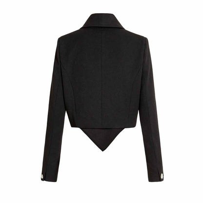 Women's Black Luxury Fitted Double Breasted Blazer with Lion Buttons - SLIM FIT