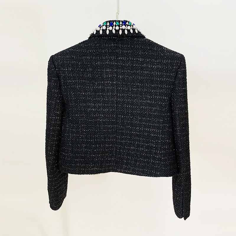 Womens Black Long Sleeve Cardigan Sweaters With Beaded