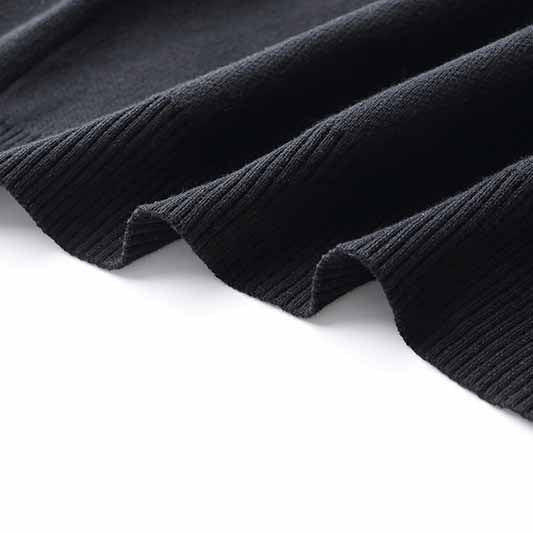 Women's Rib Knit Tie Waist Midi Dress Black Knit Cardigan