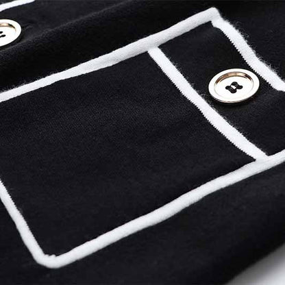 Women's Rib Knit Tie Waist Midi Dress Black Knit Cardigan