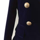 Women's Double Breasted Blazer Gold Buttons Autumn Winter Velvet Jacket