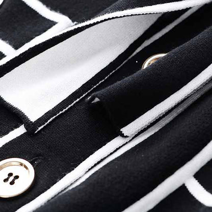 Women's Rib Knit Tie Waist Midi Dress Black Knit Cardigan