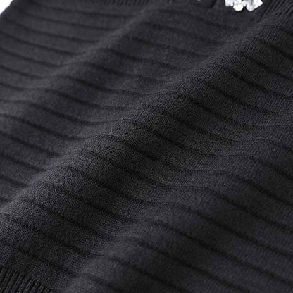 Women's Deep V Sweater Midi Dress Black Body-con Dress