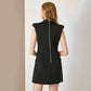 Black Double Breasted Gold Button Business Dress Sleeveless Formal Mini Dresses
