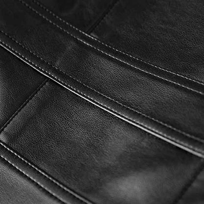 Women's Fitted Faux Leather Golden Lion Buttons Short Crop Jacket