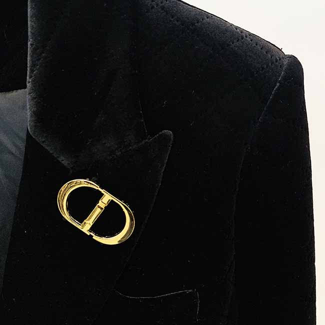 Women Luxury Golden Lion Buttons Velvet Quilted Jacket Fitted Blazer