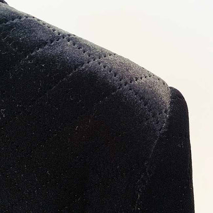 Women Luxury Golden Lion Buttons Velvet Quilted Jacket Fitted Blazer