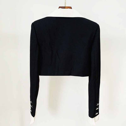 Ladies Black Short Blazer + Black Skirt 2 Pieces Set Mini Skirt Suits