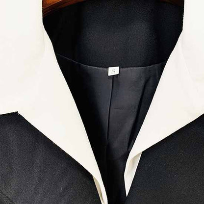 Ladies Black Short Blazer + Black Skirt 2 Pieces Set Mini Skirt Suits