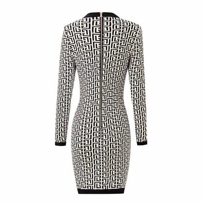 Women's Luxury Wool Blend Kintwear Bodycon Stretch Sweater Mini Dresses