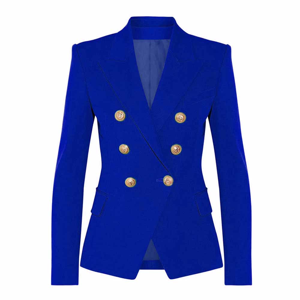 Women's Fitted Golden Lion Buttons Blazer Colored Coat