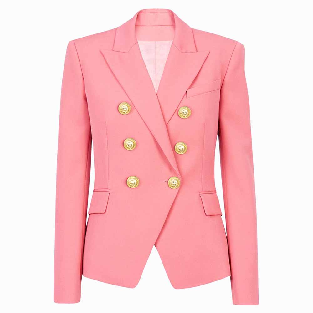 Women's Fitted Golden Lion Buttons Blazer Colored Coat