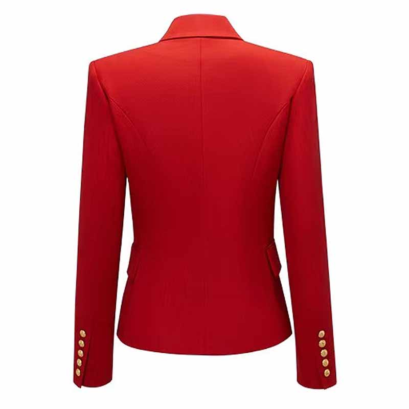 Women's Fitted Golden Lion Buttons Blazer Colored Coat