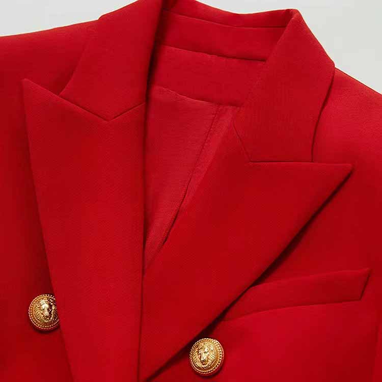 Women's Fitted Golden Lion Buttons Blazer Colored Coat