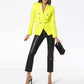 Women Double Breasted Blazer Gold Buttons Jacket in Pink Green,Yellow