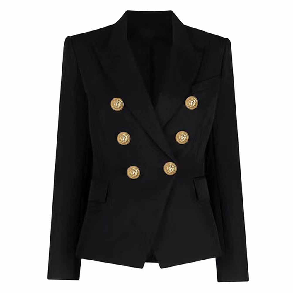 Women's Fitted Golden Lion Buttons Blazer Colored Coat