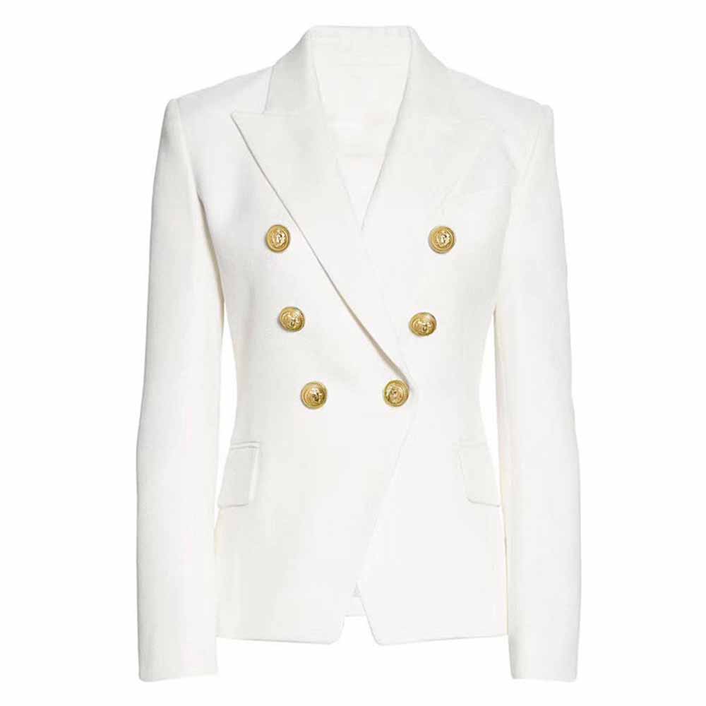 Women's Fitted Golden Lion Buttons Blazer Colored Coat