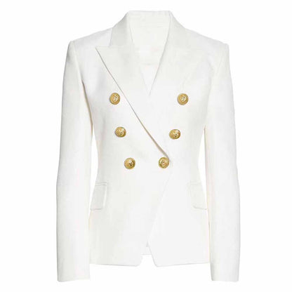 Women's Fitted Golden Lion Buttons Blazer Colored Coat