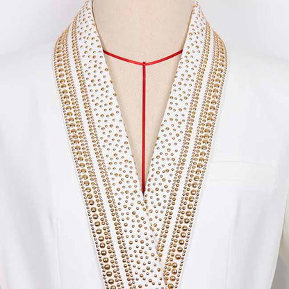 Women's Shawl Collar Belted Mid- Length Studded Black Blazer Lion Buttons