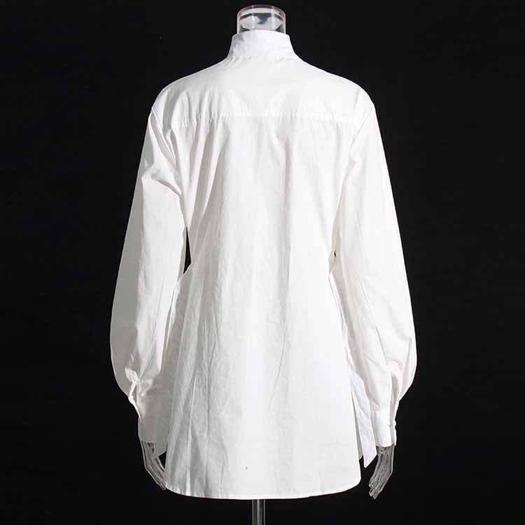 Womens White Shirt Asymmetric Top Cross Strap Blouse