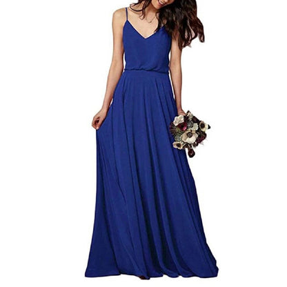 Women's Long Spaghetti Straps Prom Dress Chiffon Bridesmaid Dresses