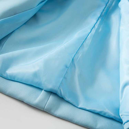 Women Light Blue Double Breasted Blazer Gold Buttons Jacket