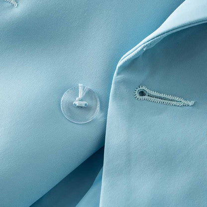 Women Light Blue Double Breasted Blazer Gold Buttons Jacket