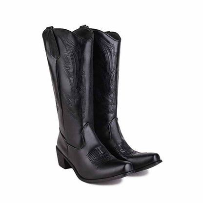 Women's Western Cowboy Boots Block Heel Mid Calf Cowgirl Boots