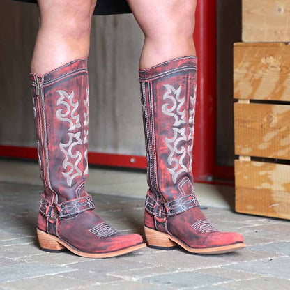 Women's Western Cowgirl Boots Chunky Heel Knee High Boot