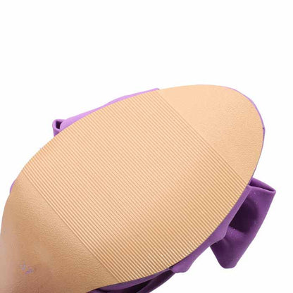 Women's Bow Knot Heeled Sandals Bridal Wedding Ankle Strap Chunky Heels