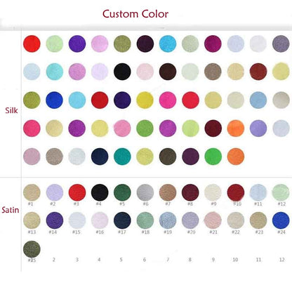 Color options for TC bridal closed toe block heel shoes including silk and satin finishes