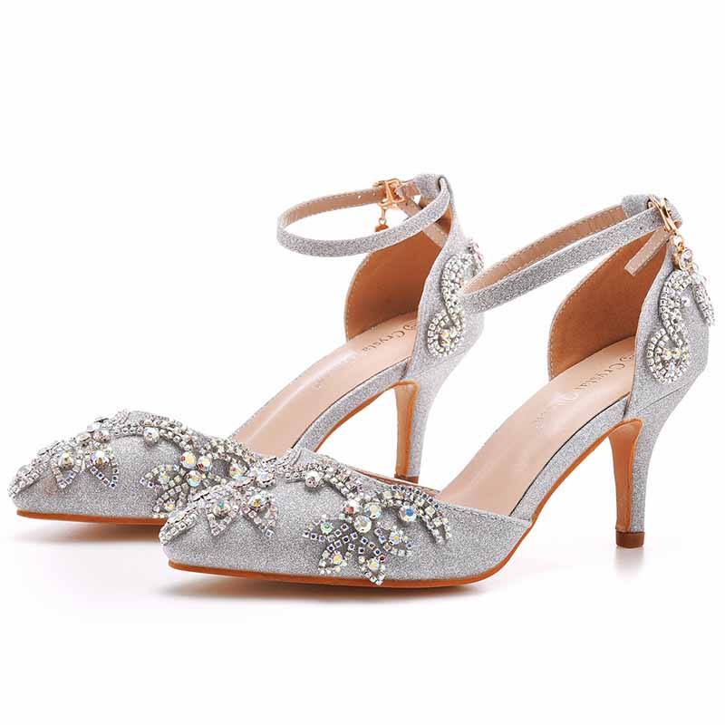 Bridal crystal heels for wedding with elegant design and ankle strap for a stunning bridal look