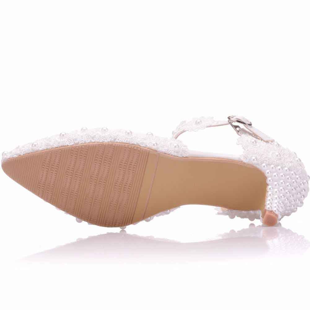 Comfortable bridal sandals low heel featuring elegant pearl embellishments and a secure ankle strap