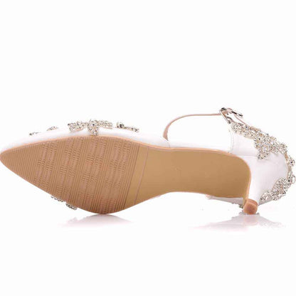 Women Pointed Toe Wedding Shoes Bridal Prince Rhinestone Shoes