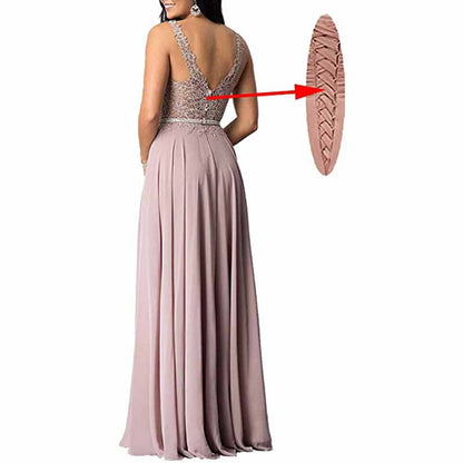 Applique Chiffon Long Bridesmaid Dress Wedding Guest Dress With Beads Belt