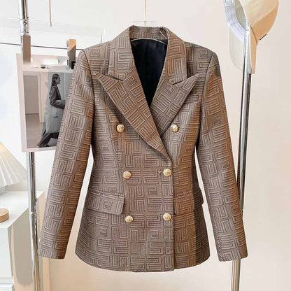Women's Brown Tailored Double-breasted Blazer