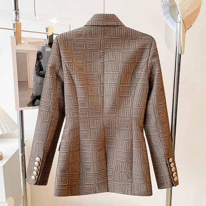 Women's Brown Tailored Double-breasted Blazer