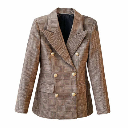 Women's Brown Tailored Double-breasted Blazer