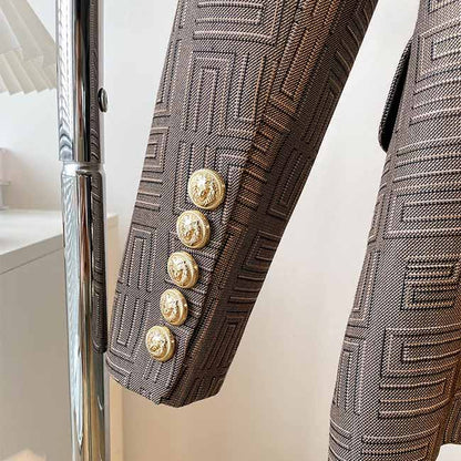 Women's Brown Tailored Double-breasted Blazer