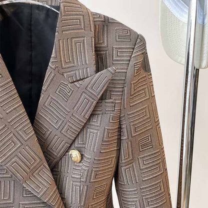 Women's Brown Tailored Double-breasted Blazer