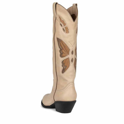 Stylish butterfly western boots for women with unique butterfly design and tall shaft