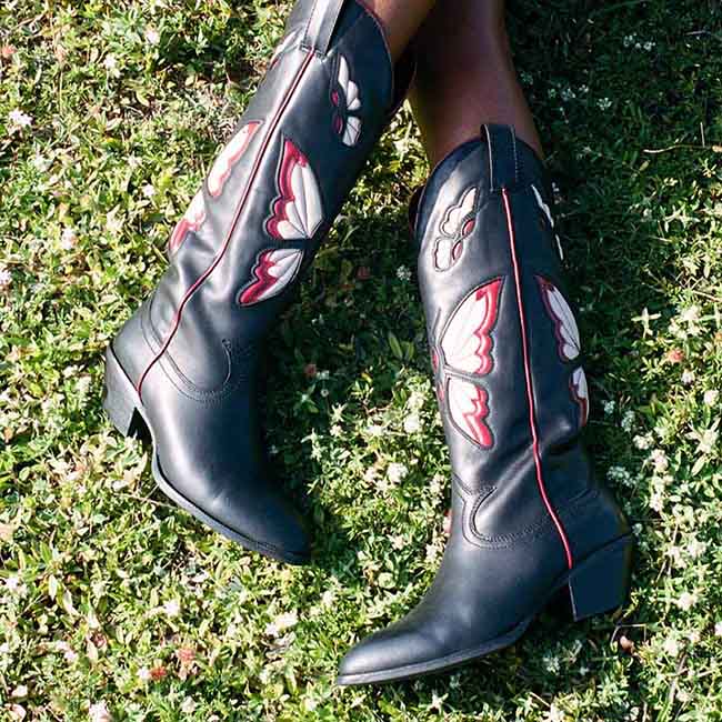 Butterfly western boots for women by sd-hk with vibrant butterfly designs and stylish pointed toes
